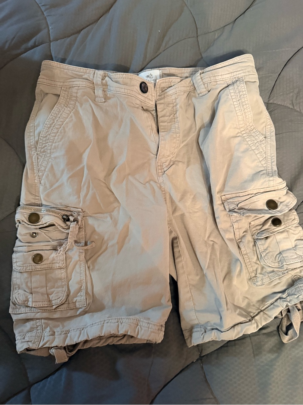 Beige Women's Cargo Shorts with Multiple Utility Pockets
